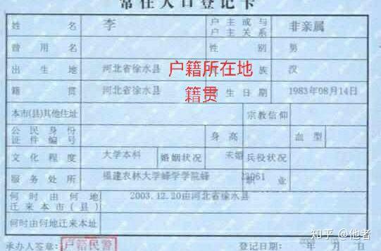 户籍所在地怎么填写