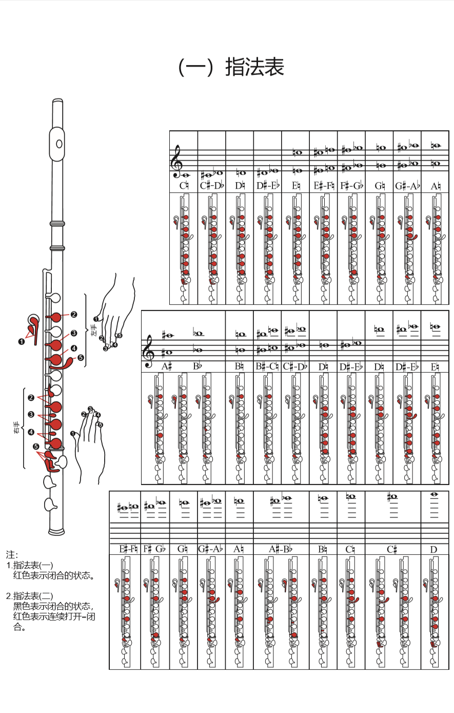有没有什么简单易懂的长笛指法表
