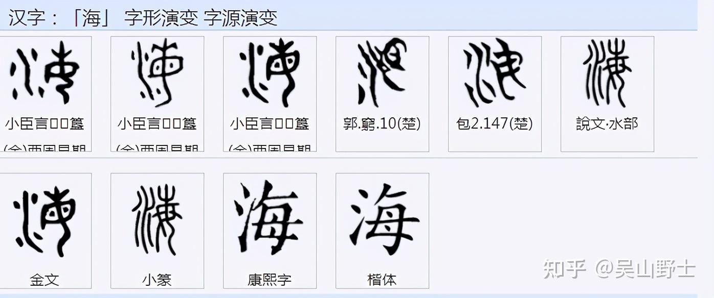 海字怎么的演变