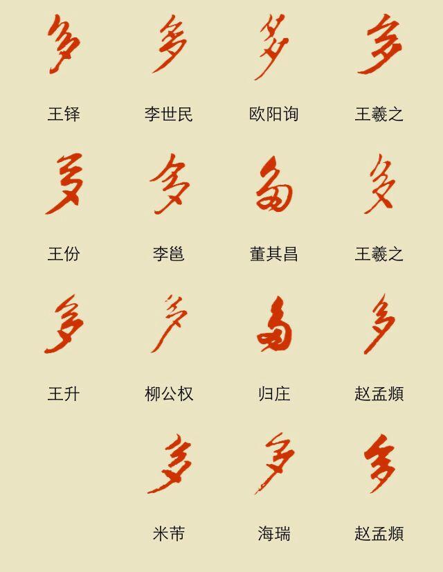 多字的行书写法