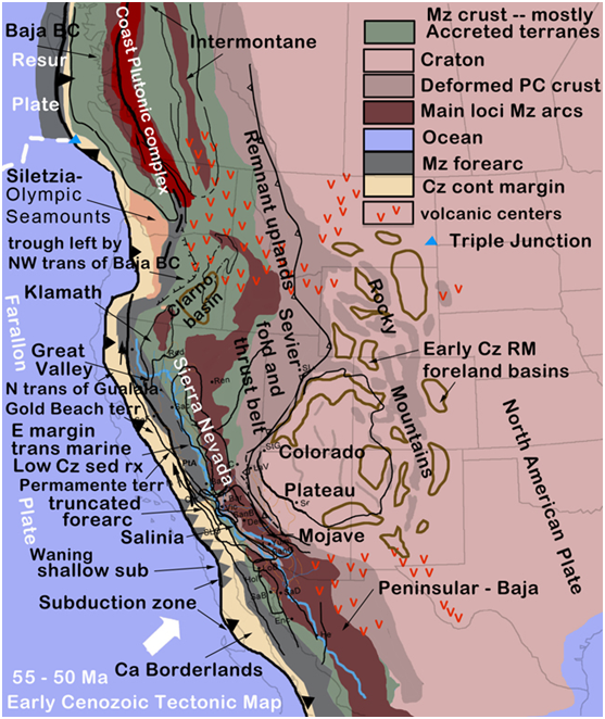 为什么美国西海岸的山脉被割裂为3条