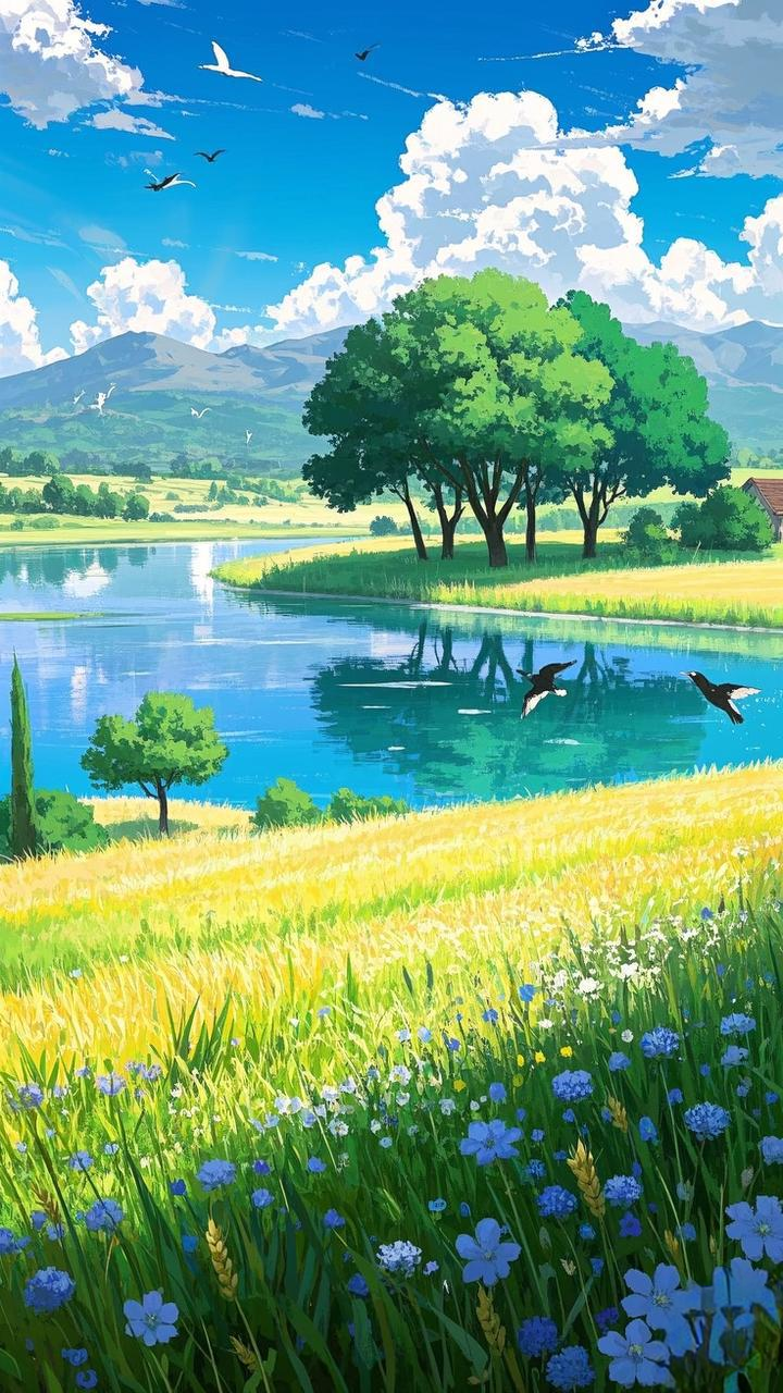 一组好看的动漫世界风景图,比例为9:16,可用于手机壁纸或屏保背景图