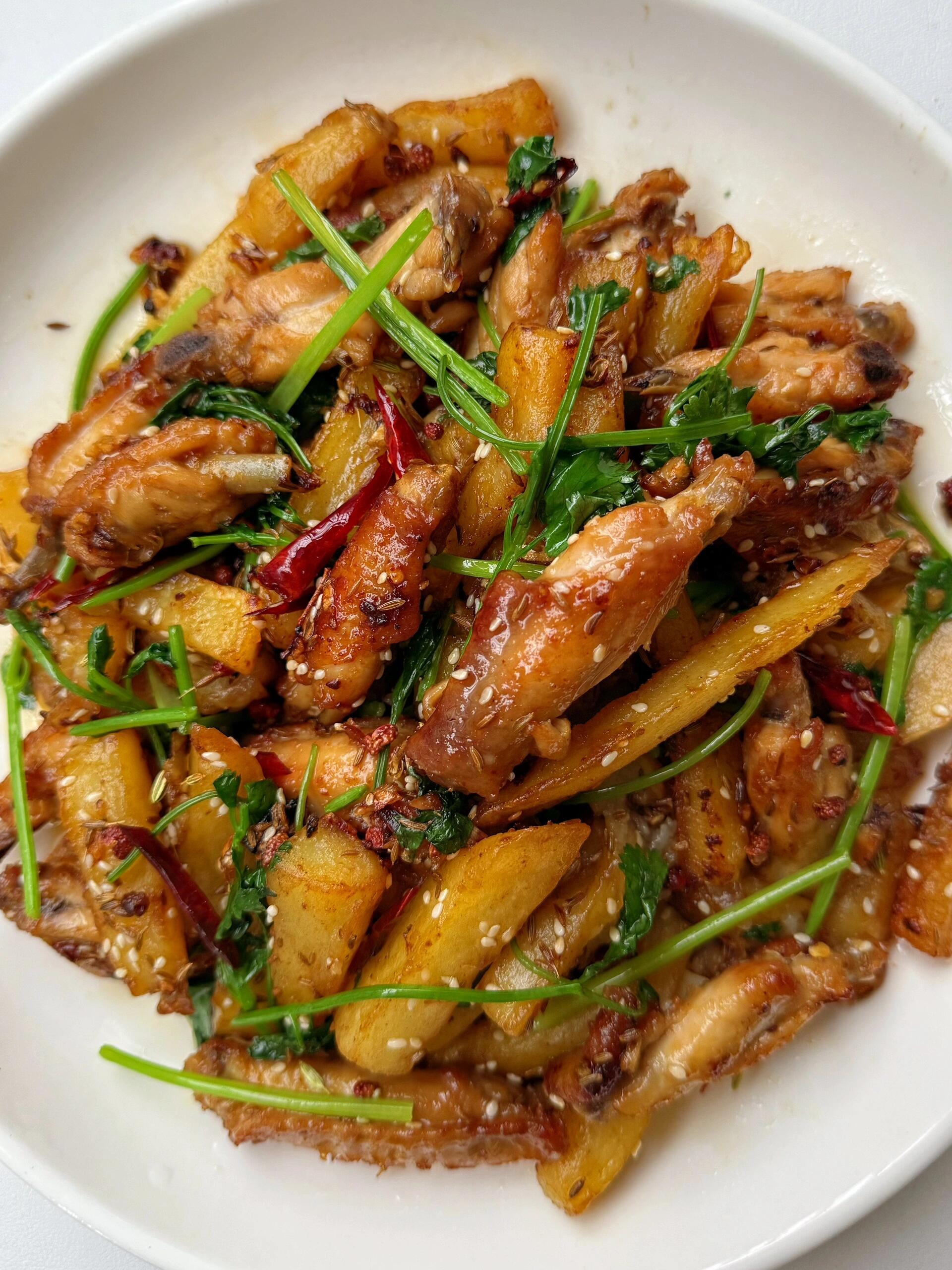 孜然土豆鸡翅,外焦里嫩,尊嘟巨好