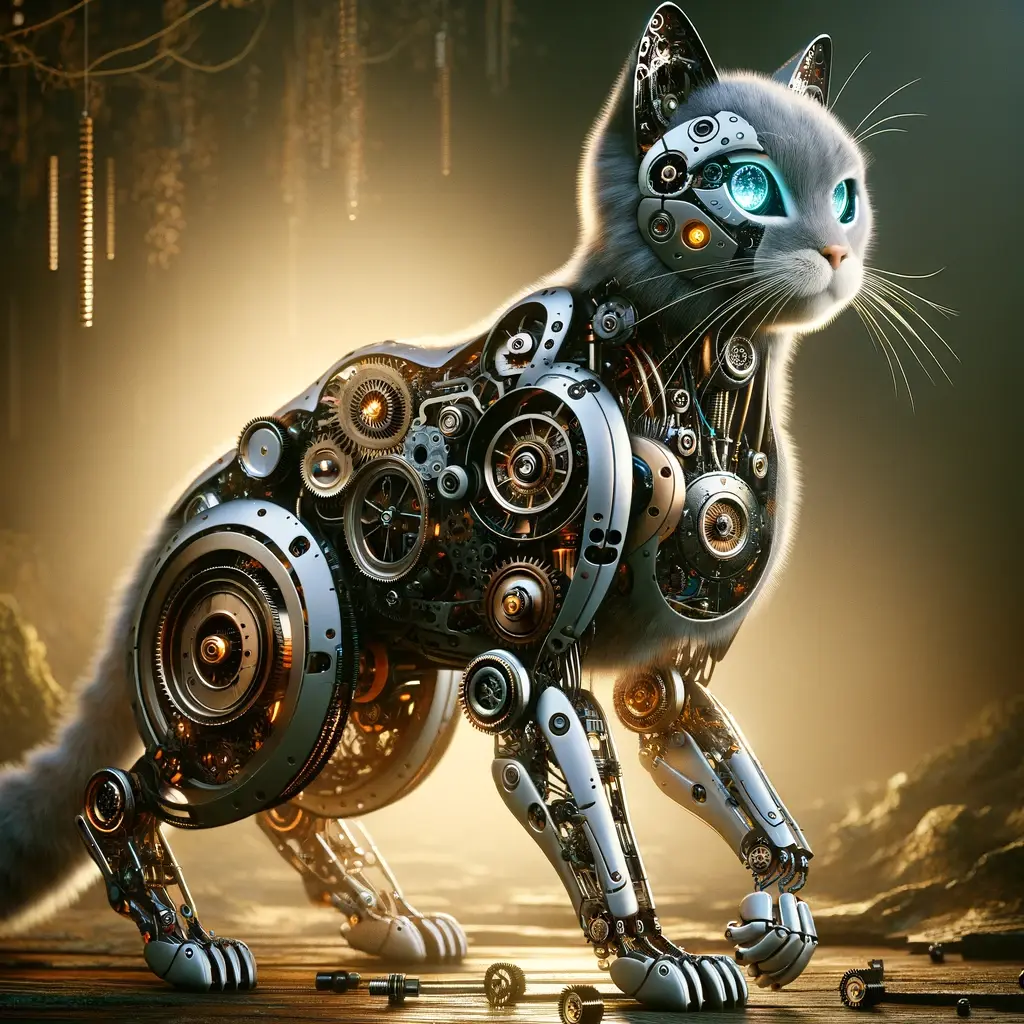 ai架构师汤师爷 的想法: 想象一款由精巧齿轮和机械构成的机械猫