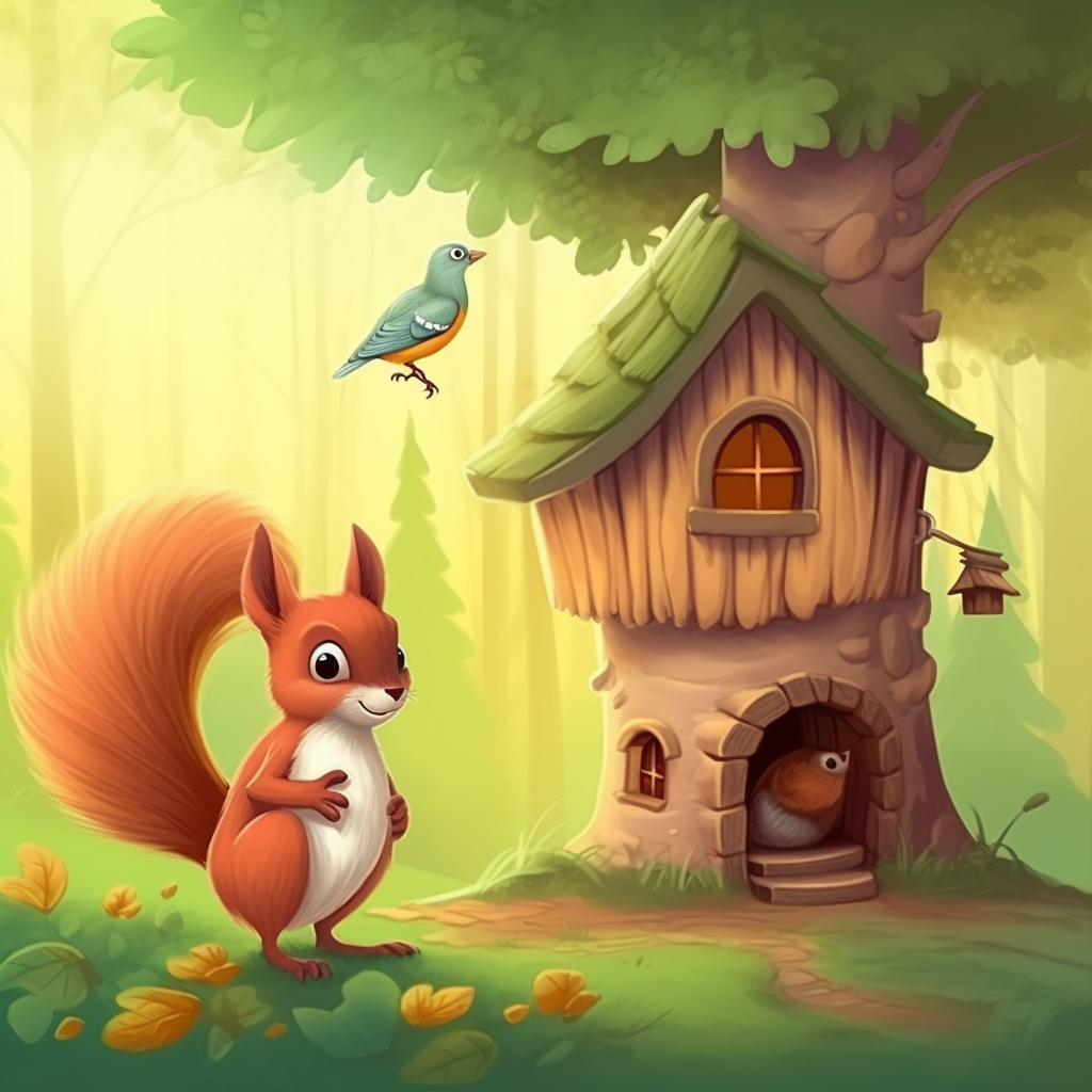 译晨 的想法: mj儿童插画制作步骤 | 小松鼠丛林探险的故事: br>01/先