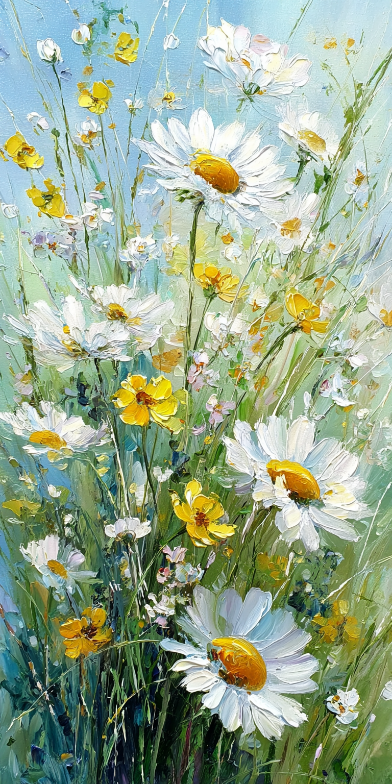 李宝库 的想法: 油画棒小雏菊#ai插画