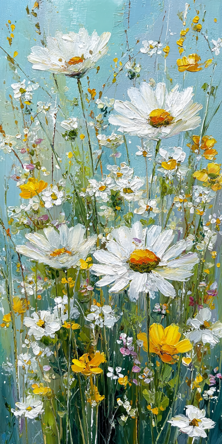 李宝库 的想法: 油画棒小雏菊#ai插画