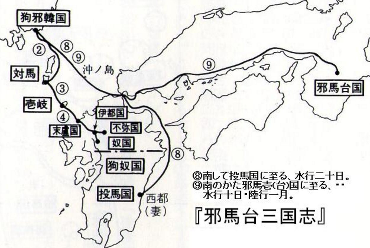 中國史料中記載的日本歷史上的邪馬臺國倭國和大和王權天皇的關係