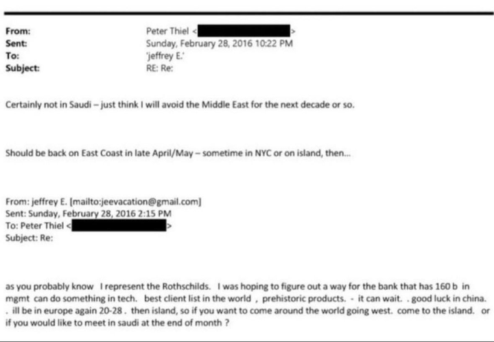 爱泼斯坦2016年邮件截图：声称代表罗斯柴尔德并提及160亿美元资产