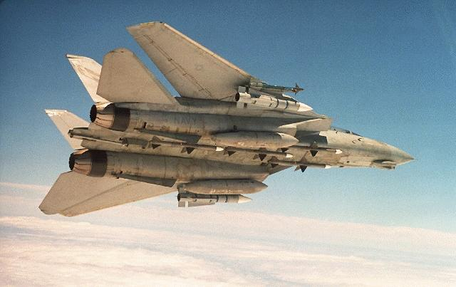F-14战斗机在翼下挂载2发AIM-54“不死鸟”导弹后,可以在机腹再挂载4发AIM-7“麻雀”吗? - 知乎
