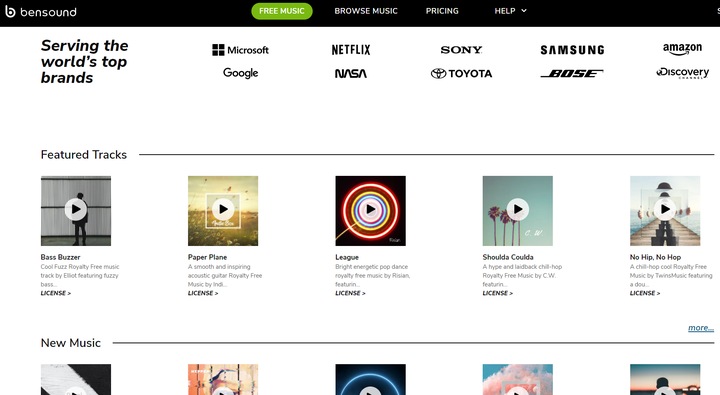 这是一个免费音乐素材网站，无需注册登录即可下载，并且支持在线播放，