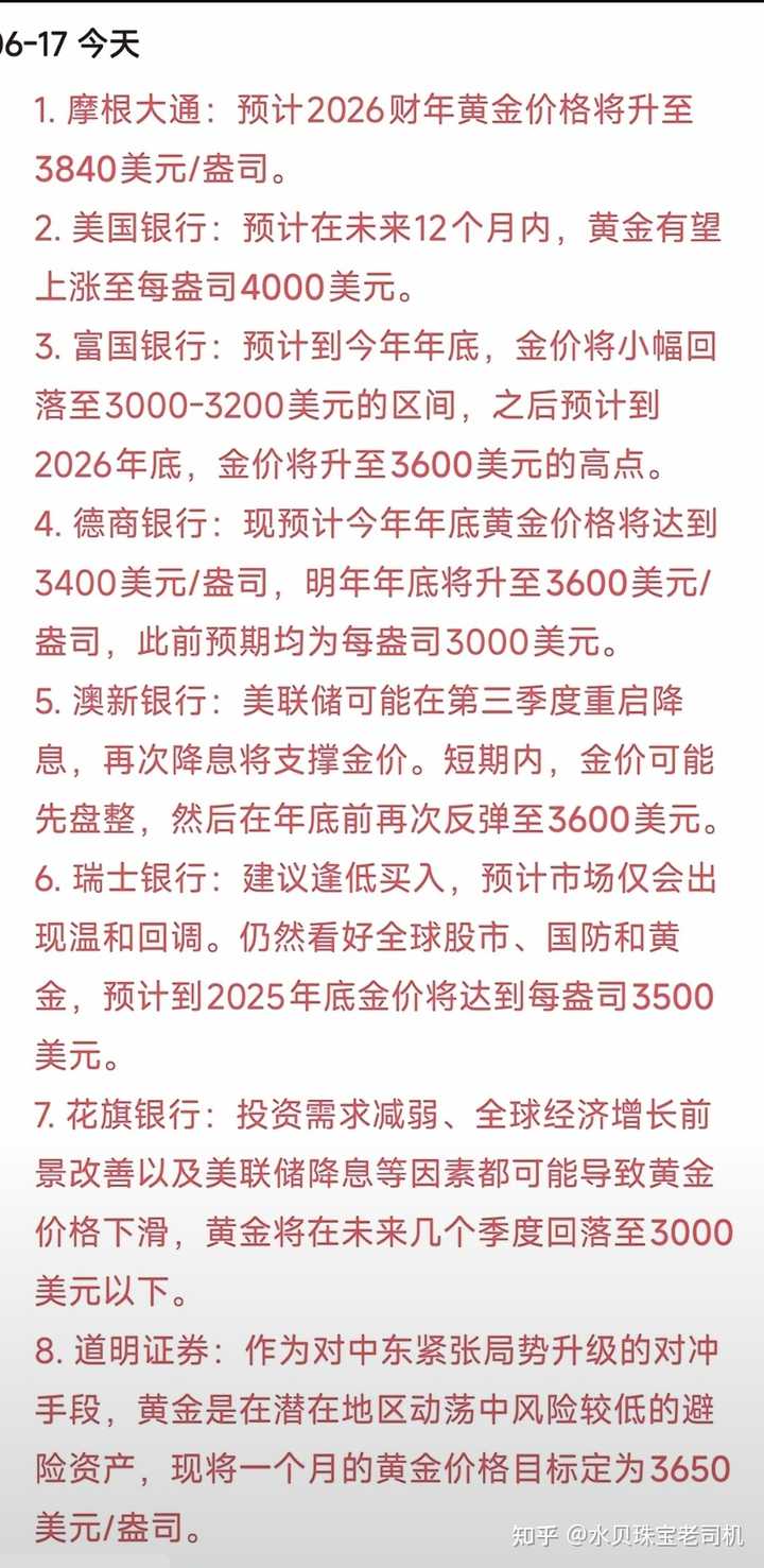 花旗预测未来几季金价将回落至每盎司3000 美元以下，这其中有哪些相关依据？ - 知乎