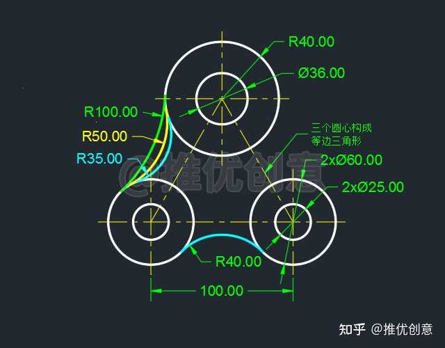 CAD怎么画与圆上一点相切且与另外一圆相切的圆（未知半径）？扩展一下受众：尺规作图确定其圆心？ - 知乎