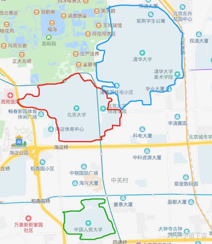 只看本部面积,清华、北大、人大哪个最大?有没有具体数据? - 知乎