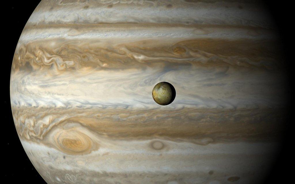 1的木星壁纸是探测器拍摄的真实照片吗?木星右侧的小圆球是哪颗卫星?