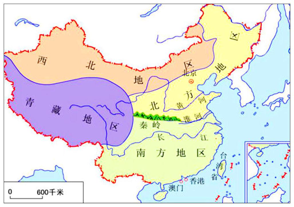 秦岭淮河一线在地图上的大致位置