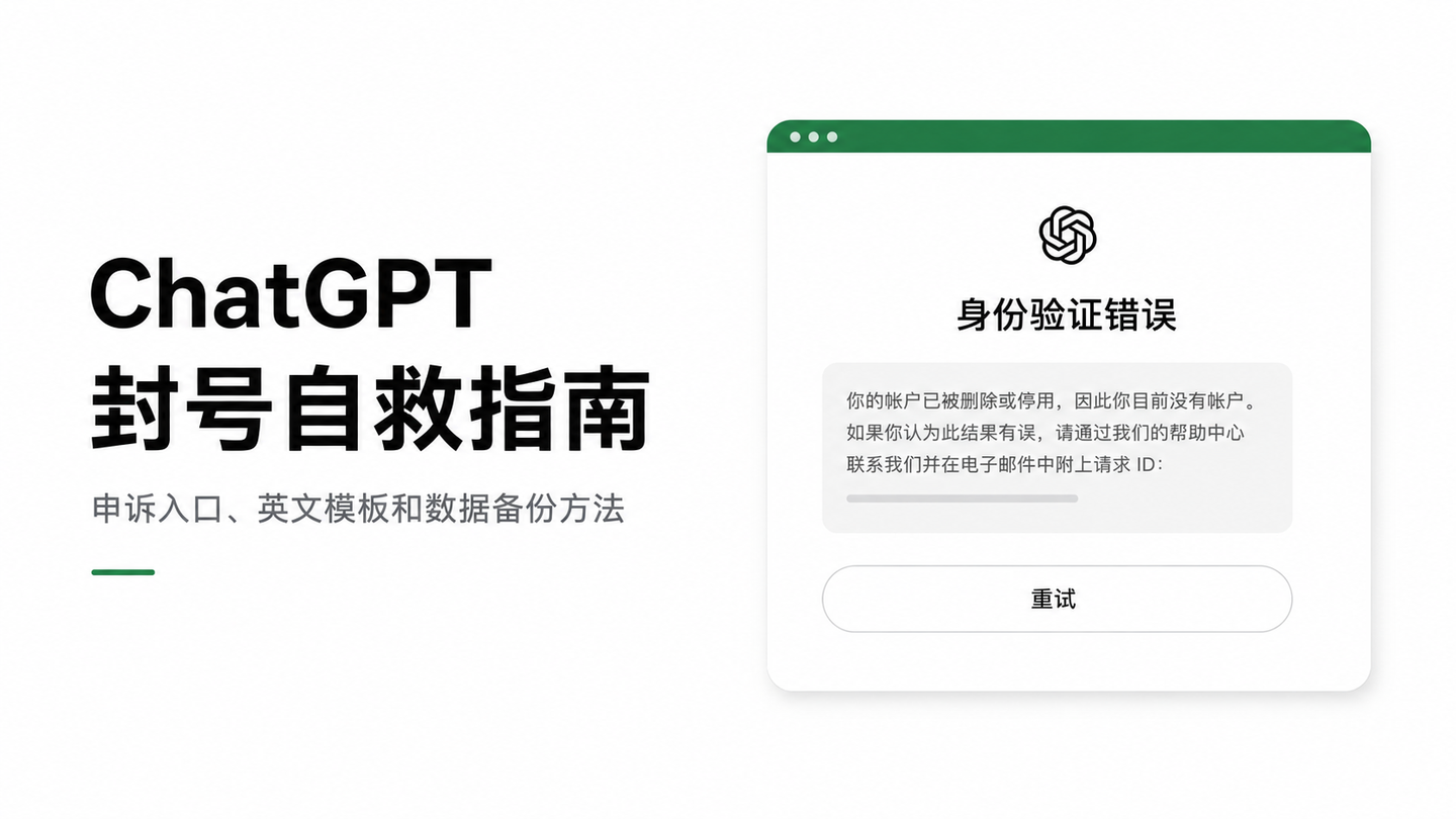 ChatGPT 封号自救指南：申诉入口、英文模板和数据备份方法