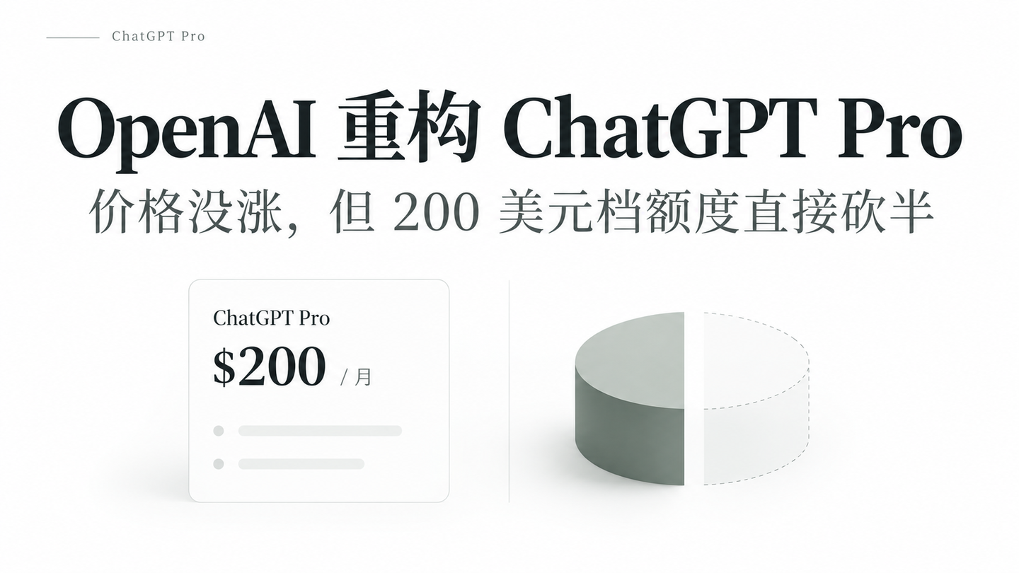 OpenAI 重构 ChatGPT Pro:价格没涨,但 200 美元档额度直接砍半