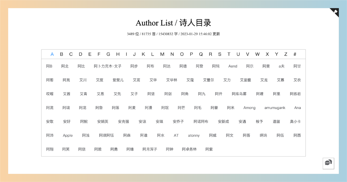 诗人目录：专注于汉语现代诗歌的语料库，汇集了众多现代诗人的作品，汉语现代诗歌的宝库！-墨桅博客