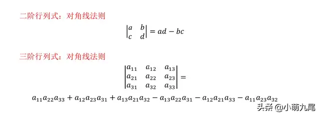 行列式对角线法则是什么（利用定义求解行列式的方法）