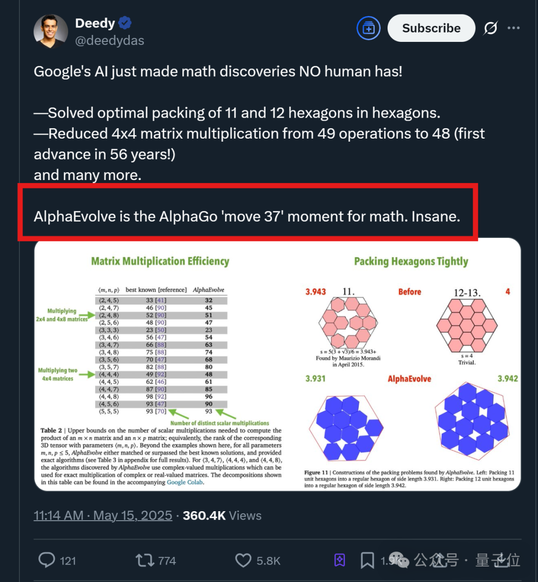 打破56年数学铁律！谷歌AlphaEvolve自我进化实现算法效率狂飙，堪比AlphaGo“神之一手”
