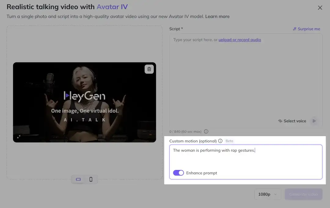 一张图，一个虚拟偶像，实测HeyGen最新数字人：令人惊叹的AVATAR IV。