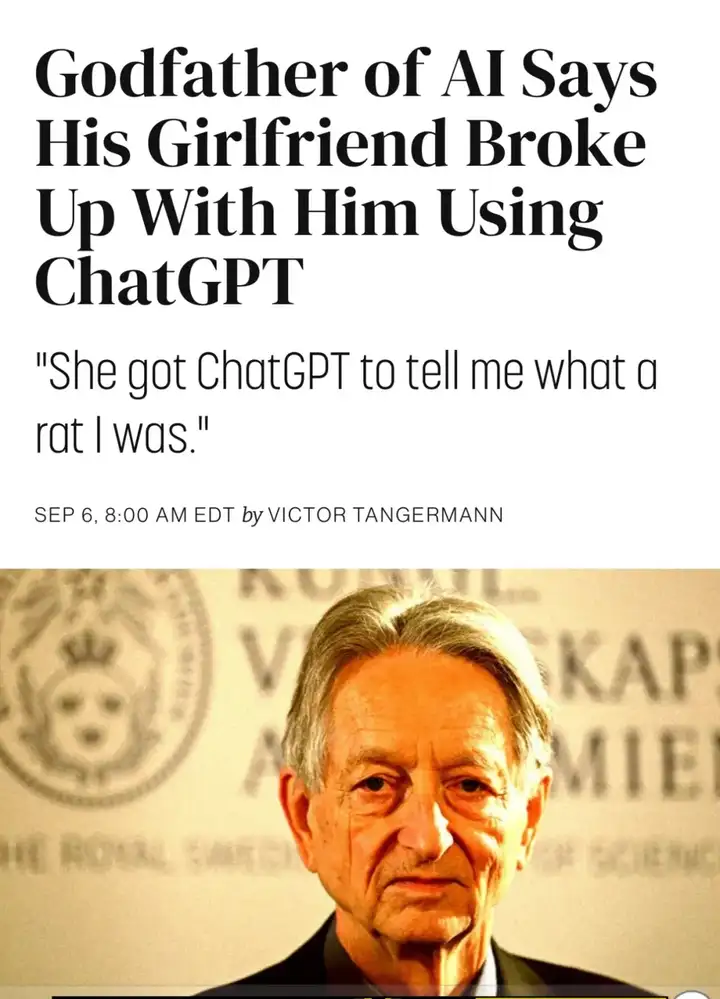 AI 教父被前女友用 AI 甩了，ChatGPT 小作文：渣男