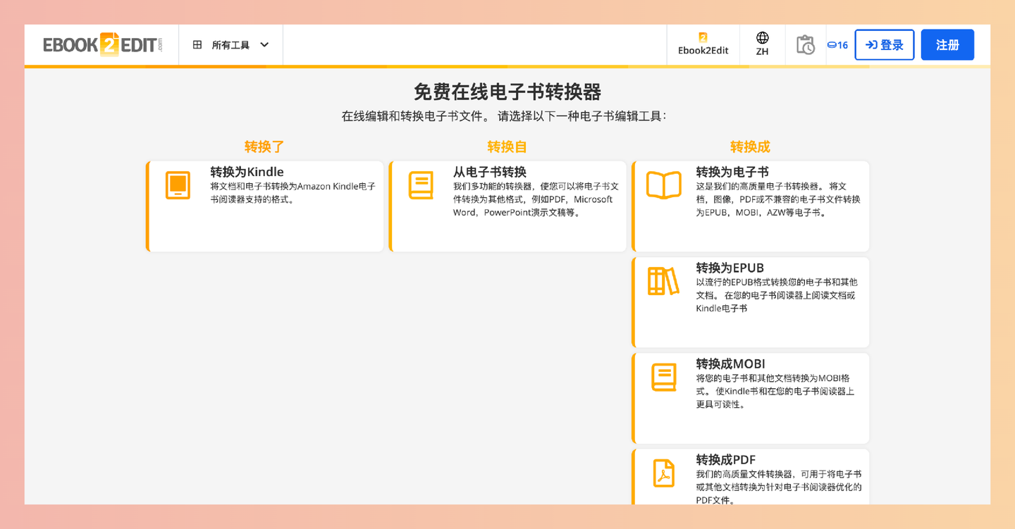 Ebook2Edit:免费在线电子书转换和编辑工具,支持多种格式互转,轻松制作和修改电子书