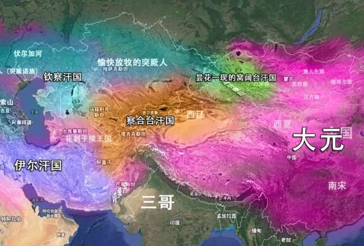 成吉思汗打的天下地图 成吉思汗灭了哪47个国家？