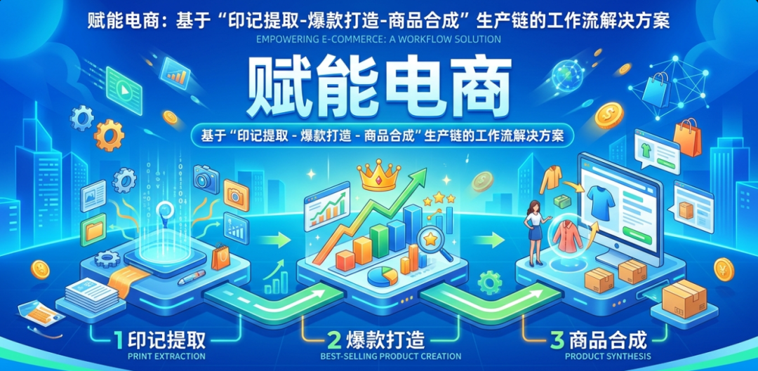 赋能电商，基于印花提取-爆款裂变-商品合成的生产链条的工作流解决方案