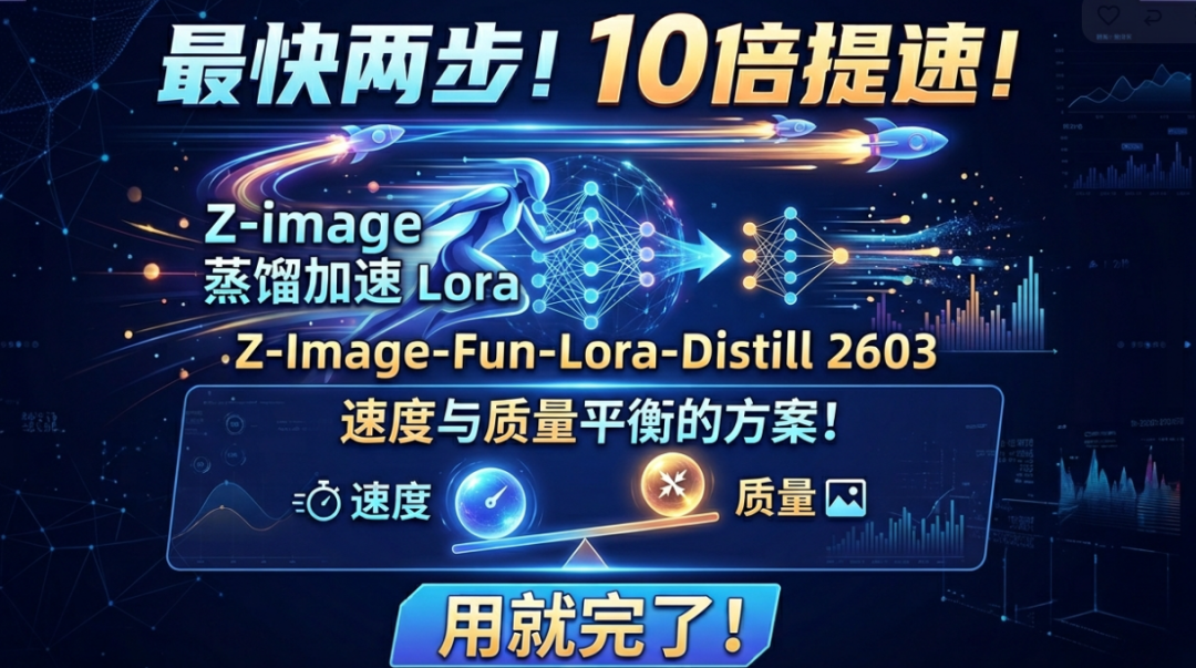 【closerAI ComfyUI】最快两步！10倍加速！Z-image蒸馏加速LORA：Z-Image-Fun-Lora-Distill 2603，速度与质量的平衡方案！用就完了！