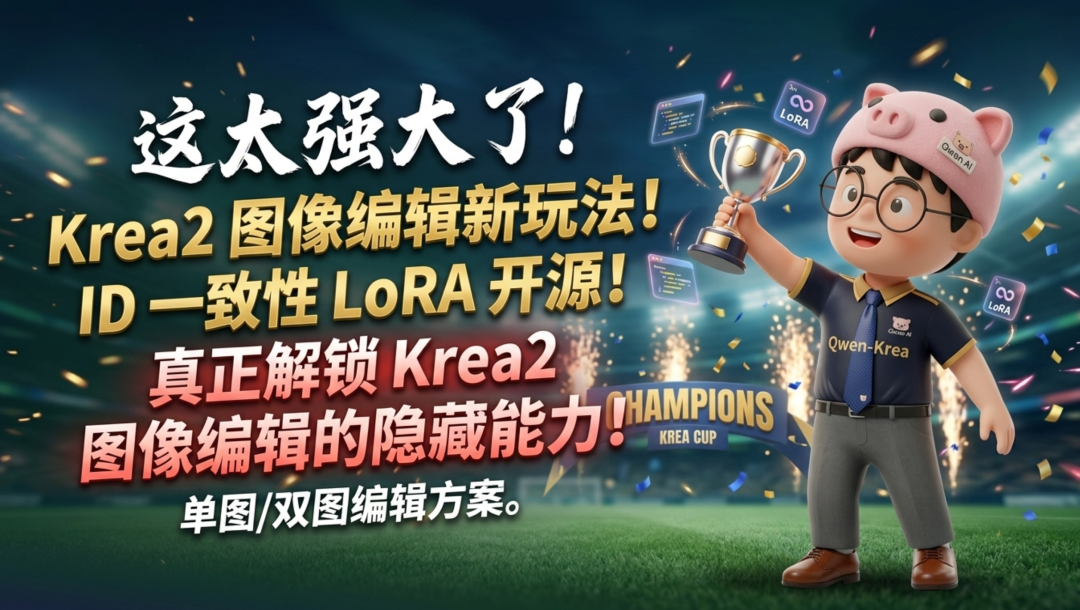 这波很强！Krea2图像编辑新方法！ID一致性编辑LoRA开源！真正解锁krea2图像编辑能力！单图/双图图像编辑解决方案