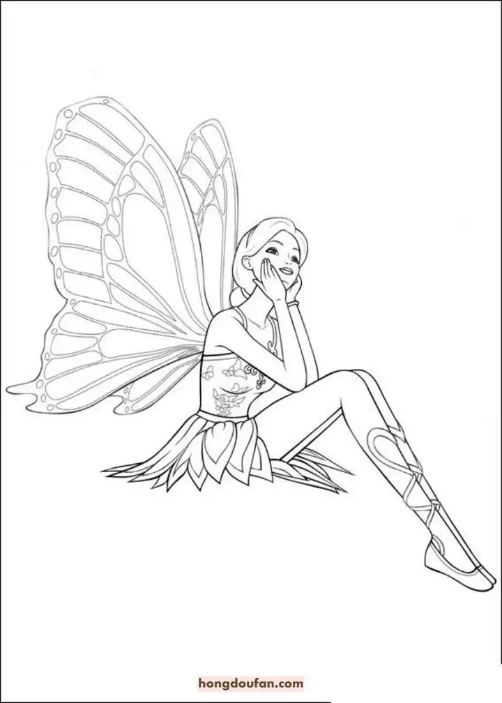 DNF纯白的蝴蝶公主外观（6张带翅膀的蝴蝶公主涂色图片）