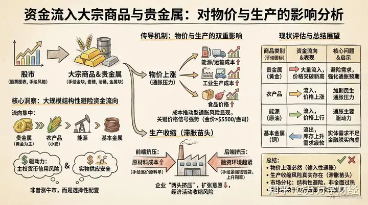 当资金流入大宗商品和贵金属而不是股市，会造成物价上涨生产收缩的情况吗？