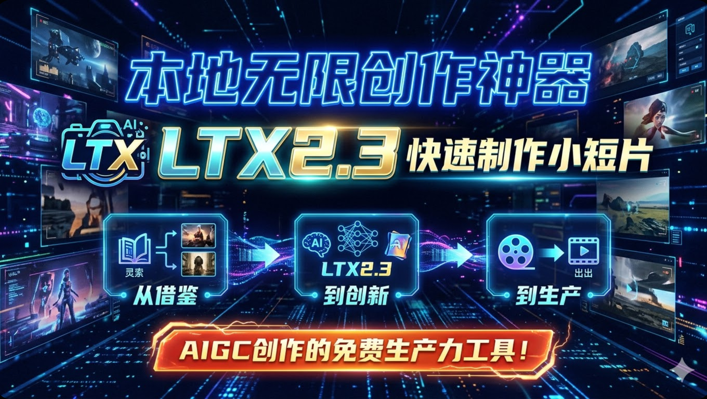 本地无限创作神器，LTX2.3快速制作小短片，从借鉴到创新到生产，AIGC创作的免费生产力工具！