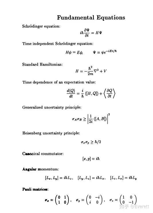 学量子力学有那些必备公式? - 知乎