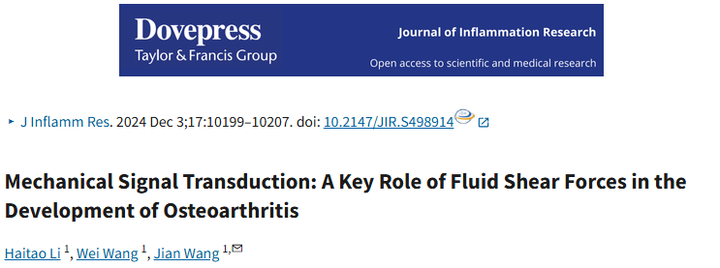機械信號轉導:流體剪切力在骨關節炎發展中的關鍵作用 機械信號轉導:流體剪切力在骨關節炎發展中的關鍵作用