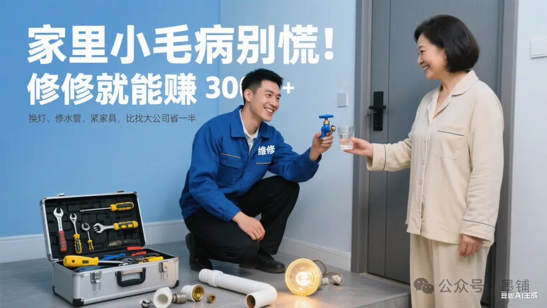 日入300元副业兼职赚钱实操落地方法-家庭小修小补（水电、家具、家电简单维修）-墨铺