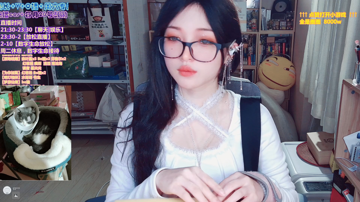 [直播][原画][小熊茉莉][黑长直小姐姐和喵咪日常]2024-02-23-2159|米娜娜