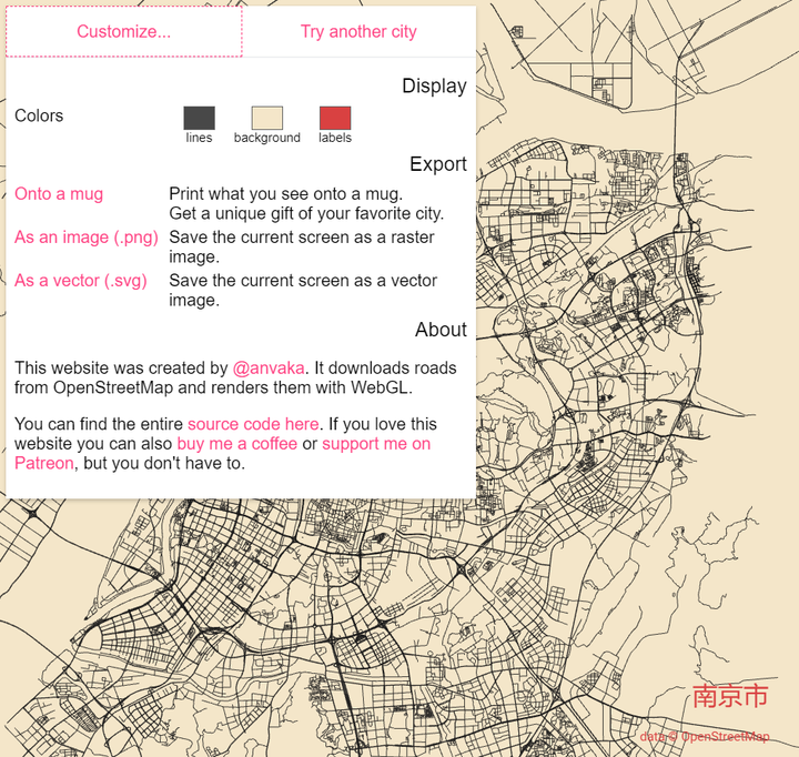 city-roads -  为你的城市生成一张手绘地图壁纸_World资源社区