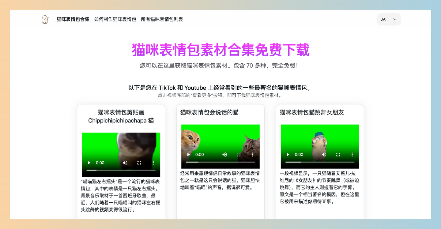猫ミーム素材集：超过70种免费的搞笑猫咪表情包和视频素材，从搞笑到可爱，轻松制作属于自己的猫咪迷因-墨桅博客