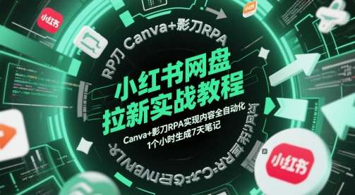 图片[1]-小红书网盘拉新实战教程，Canva+影刀RPA实现内容全自动化1个小时生成7天笔记【冷门项目】-暗冰资源网