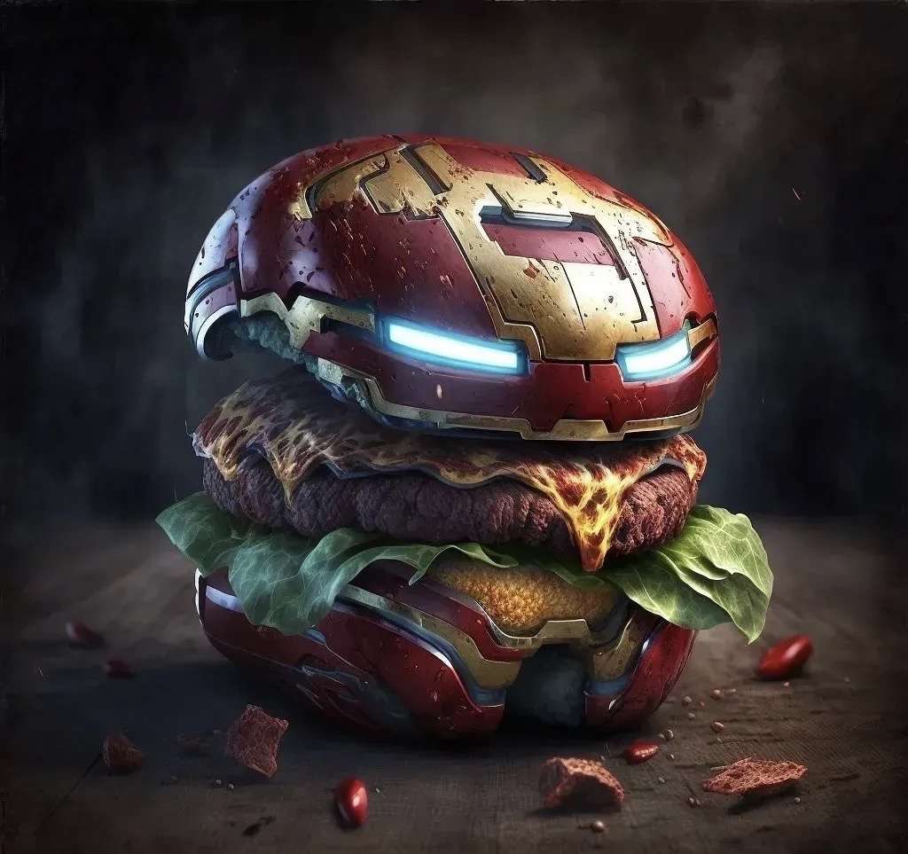 第一个是应该是钢铁侠汉堡包,看到那个醒目的头盔就知道了漫威英雄