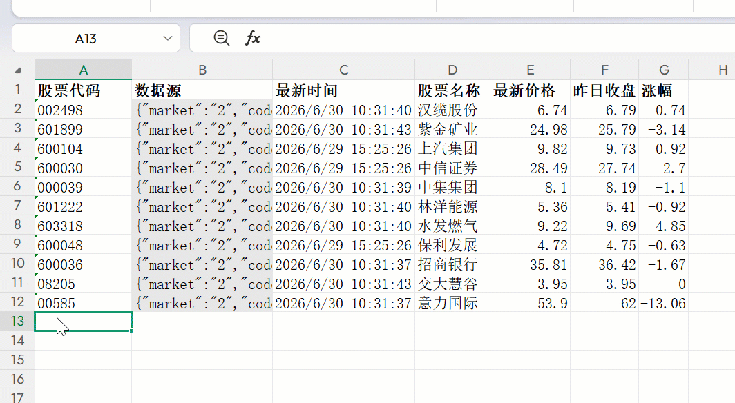Excel 看盘板操作演示