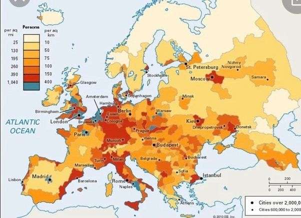 张辰北漫谈 的想法: 有没有欧洲的人口密度图? br> br>当然有.