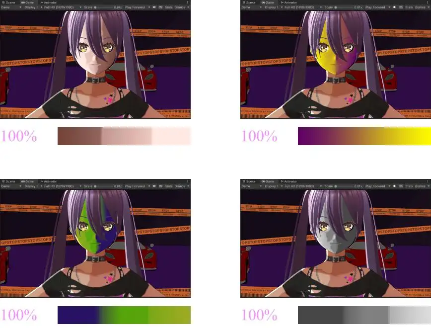 不同Ramp Texture应用于角色面部