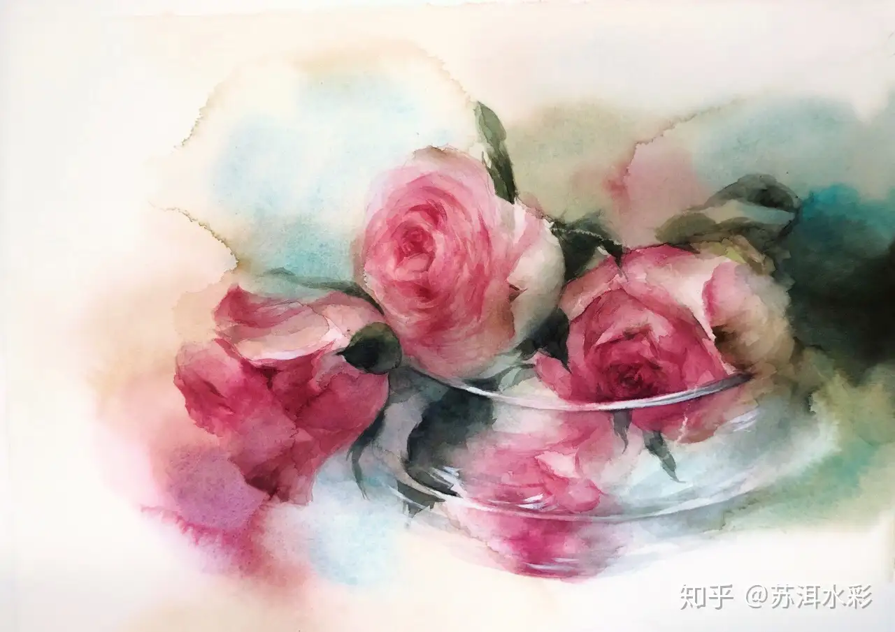 水彩画 風景画・花 薔薇・原画 - 絵画/タペストリ