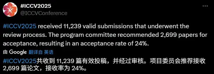 ICCV 2025放榜！录取率24%，夏威夷门票你抢到了吗？