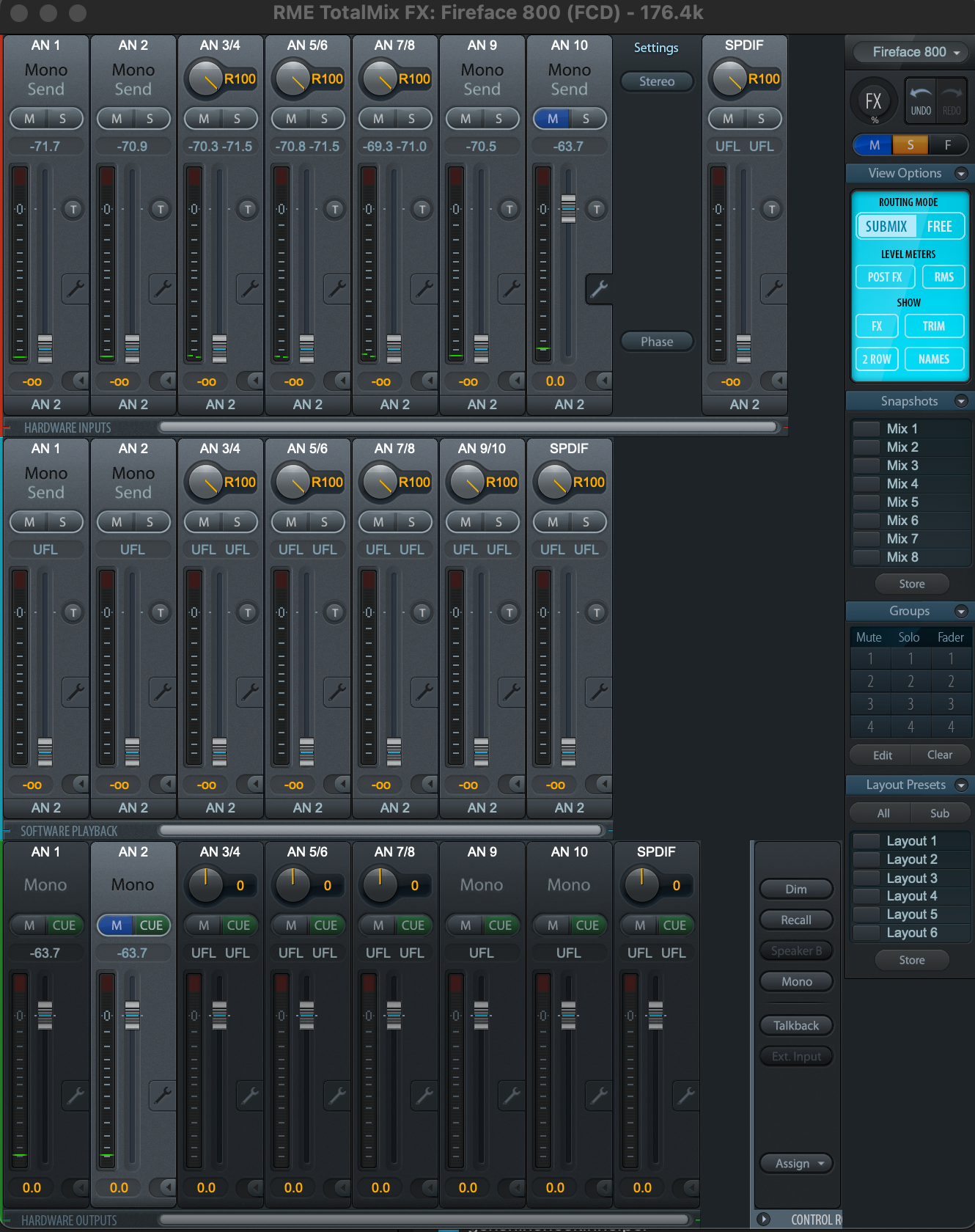 Route mic input to channel 1/2 with RME TotalMix and record sound