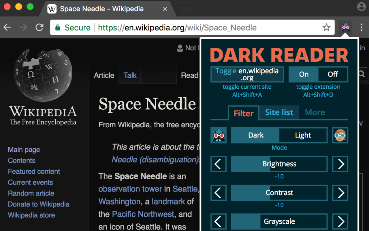 Dark Reader：适用于所有网站的暗色主题（浏览器扩展）
